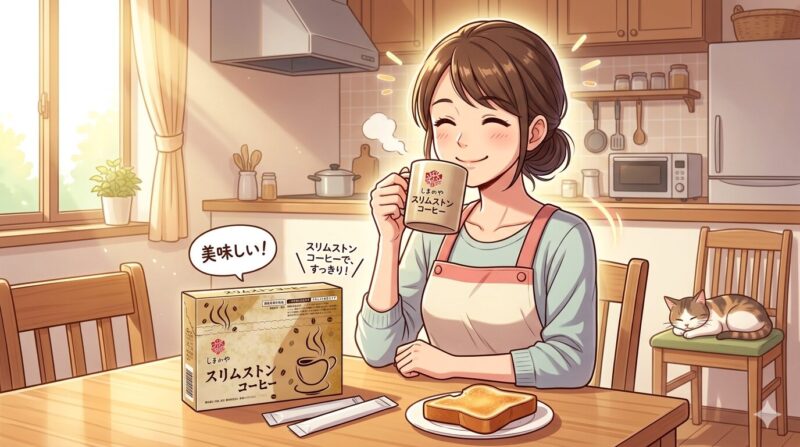 スリムストンコーヒーを飲む主婦